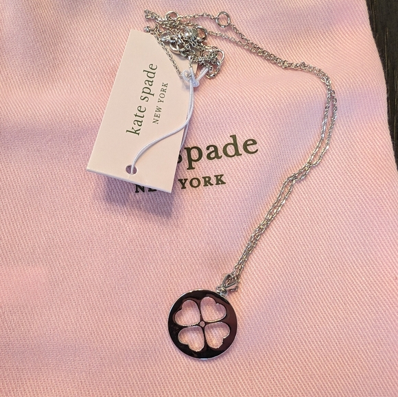 kate spade Jewelry - Kate Spade Symbols Clover Heart necklace Silver